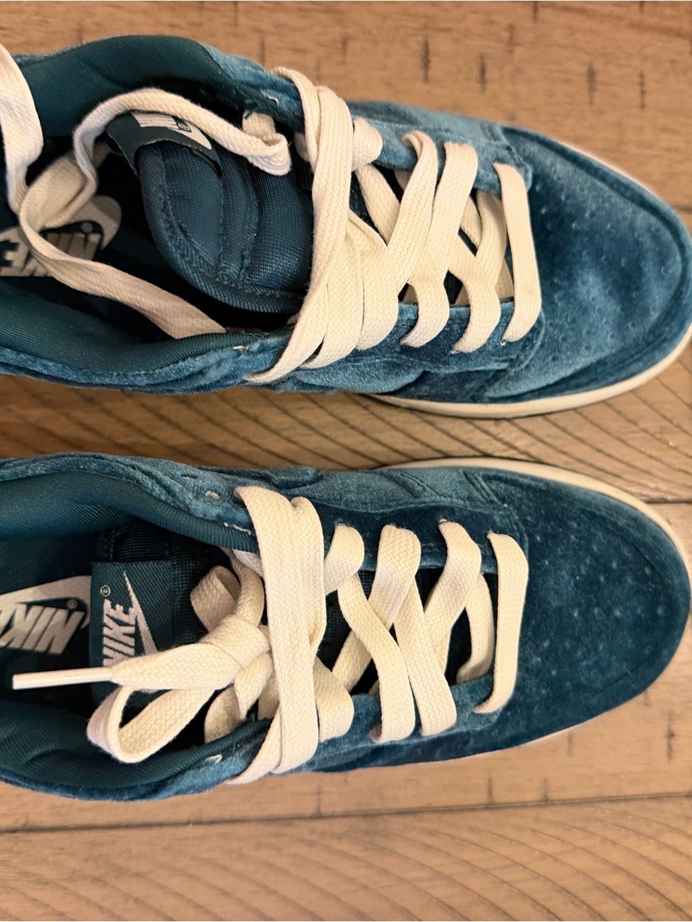 Nike Teal Velvet Low-Top Sneakers with White Laces